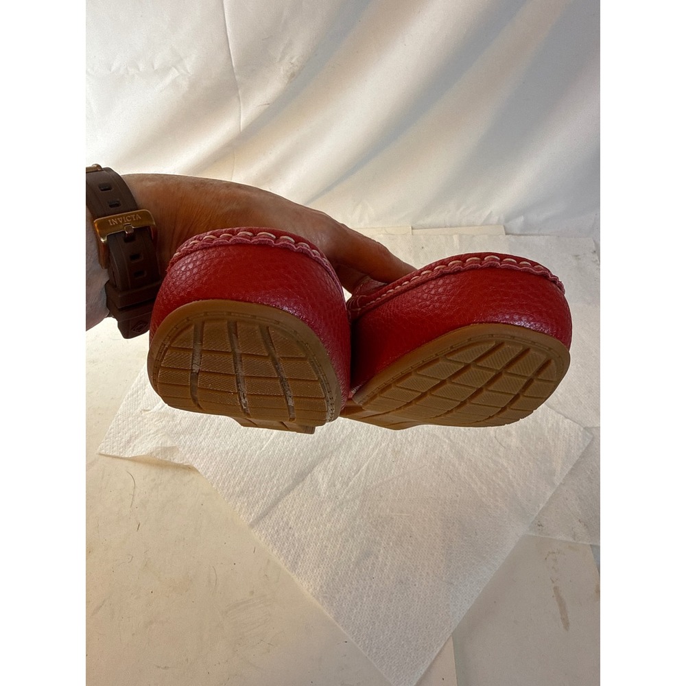 Kordal Red Pebbled Leather Penny Loafers Womens 9.5 Moccasins Slip On. Brand NEW - Picture 6 of 11